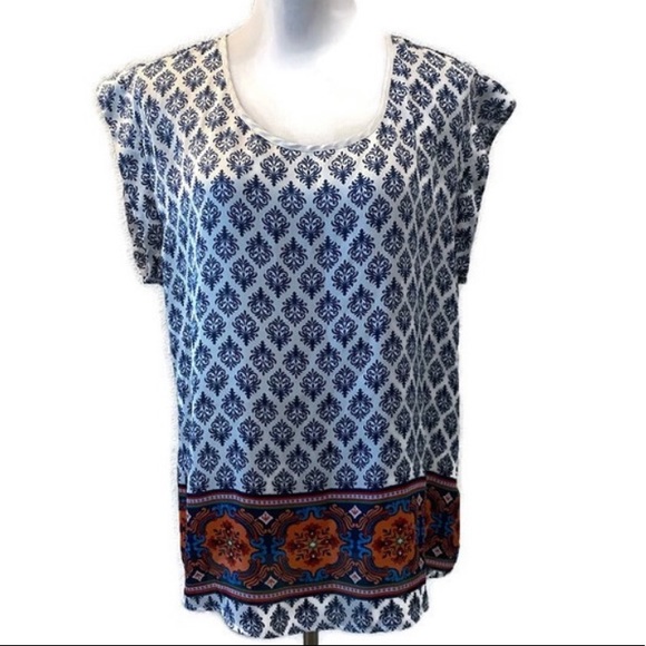 DANIEL RAINN Printed T-shirt Blouse Moroccan Print - Picture 3 of 14